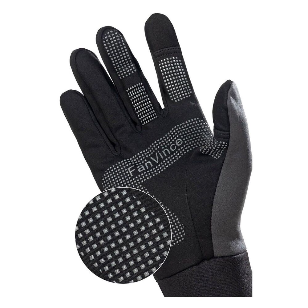 FanVince XL Running Gloves Touchscreen Winter Warm Windproof Black Gray